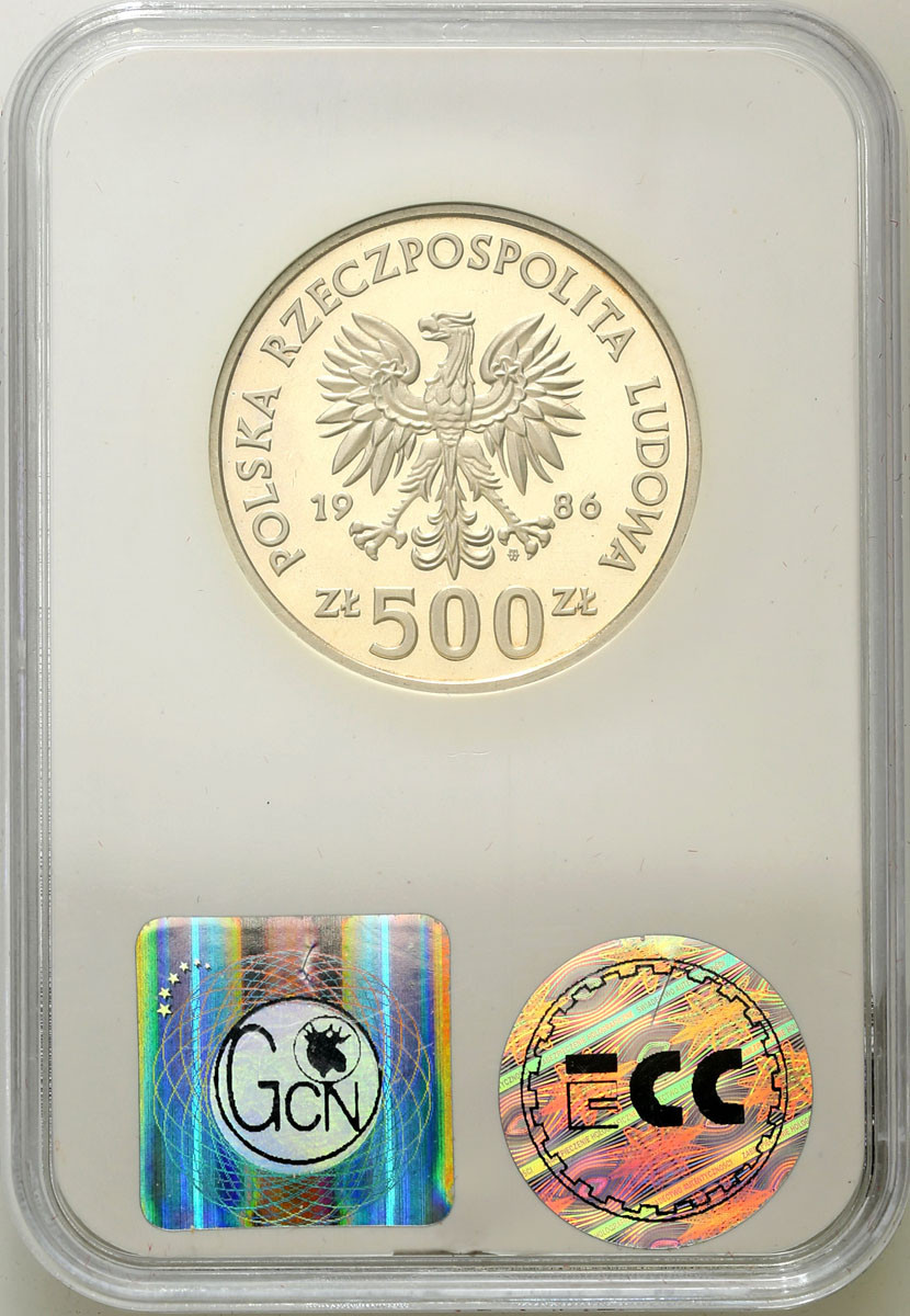 PRL. 500 złotych 1986 Łokietek - popiersie GCN PR64